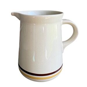 Vintage 1970s Stonecrest JI Sandpebbles Brown Creamer Pitcher Striped Korea 4"